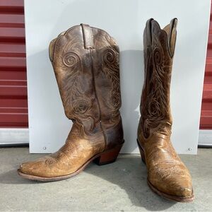 Justin Boots Brown Heeled Western Boots Leather